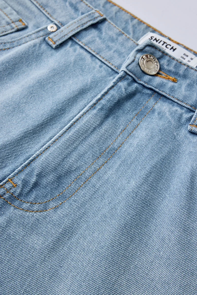 SNITCH Blue Washed Baggy Jeans for Men | Best Price UAE